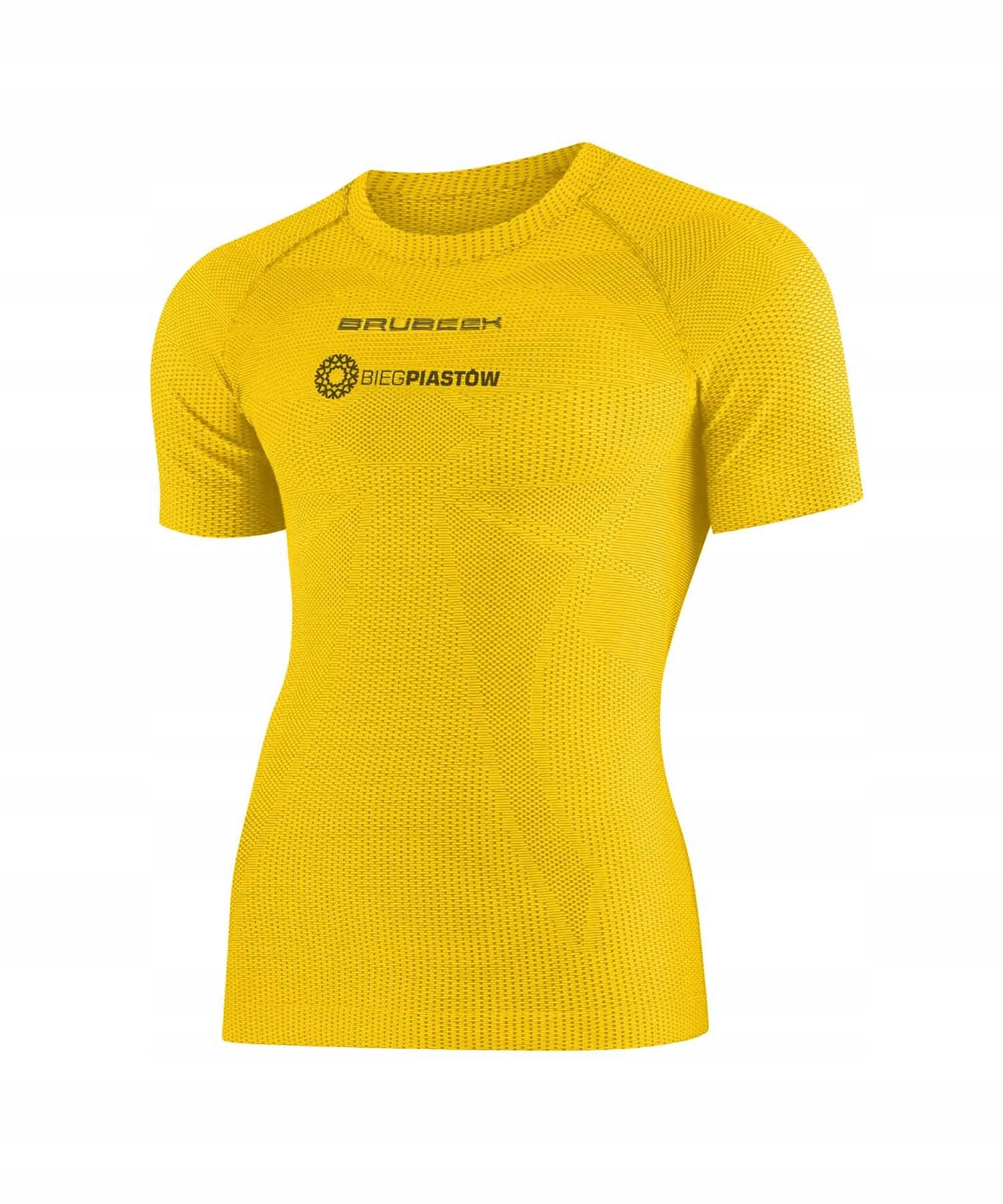 Koszulka męska 3D Pro z krótkim rękawem Bieg Piastów Brubeck żółty S