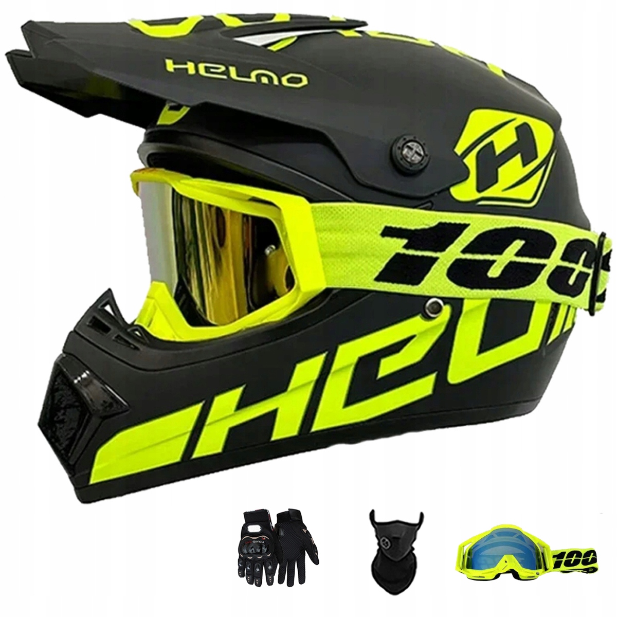 Motocyklová Přilba Lehká Enduro Quada Brýle Rukavice Maska M