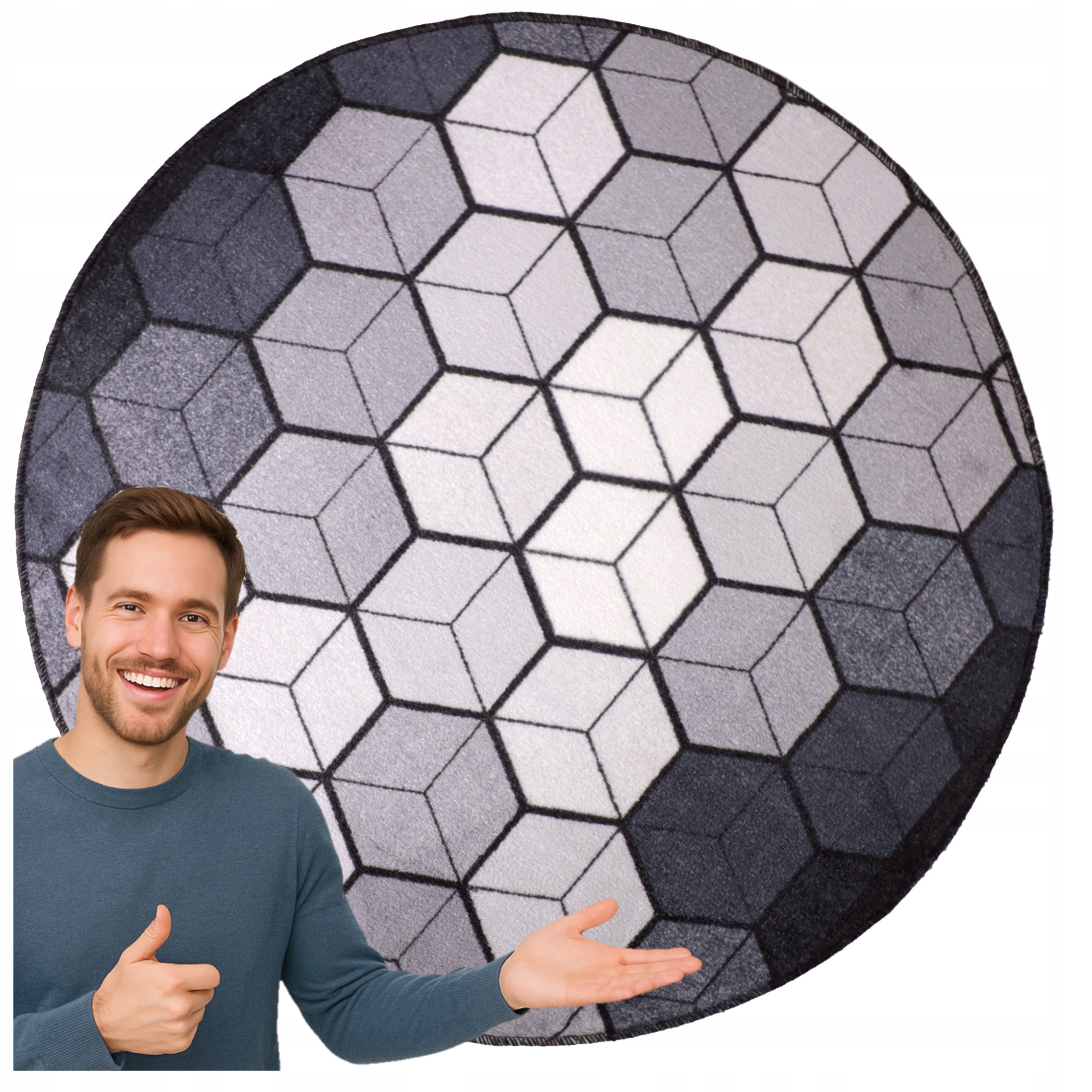 Běhoun Koberec Do Obývacího Pokoje Kulatý 100 CM S Geometrickým Vzorem