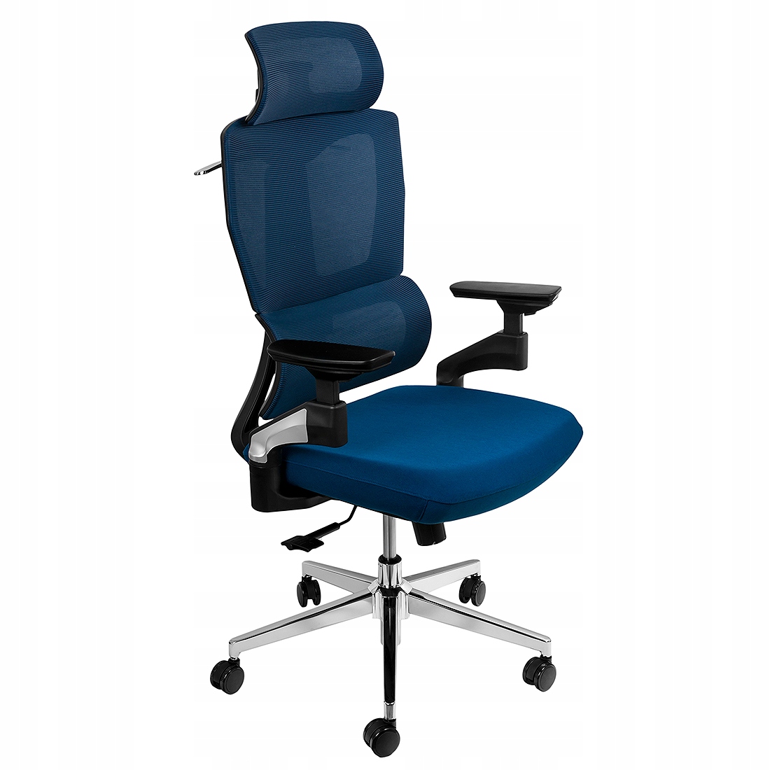 Ergonomicky otočná kancelárska stolička s lakťovou opierkou 4D, modrá