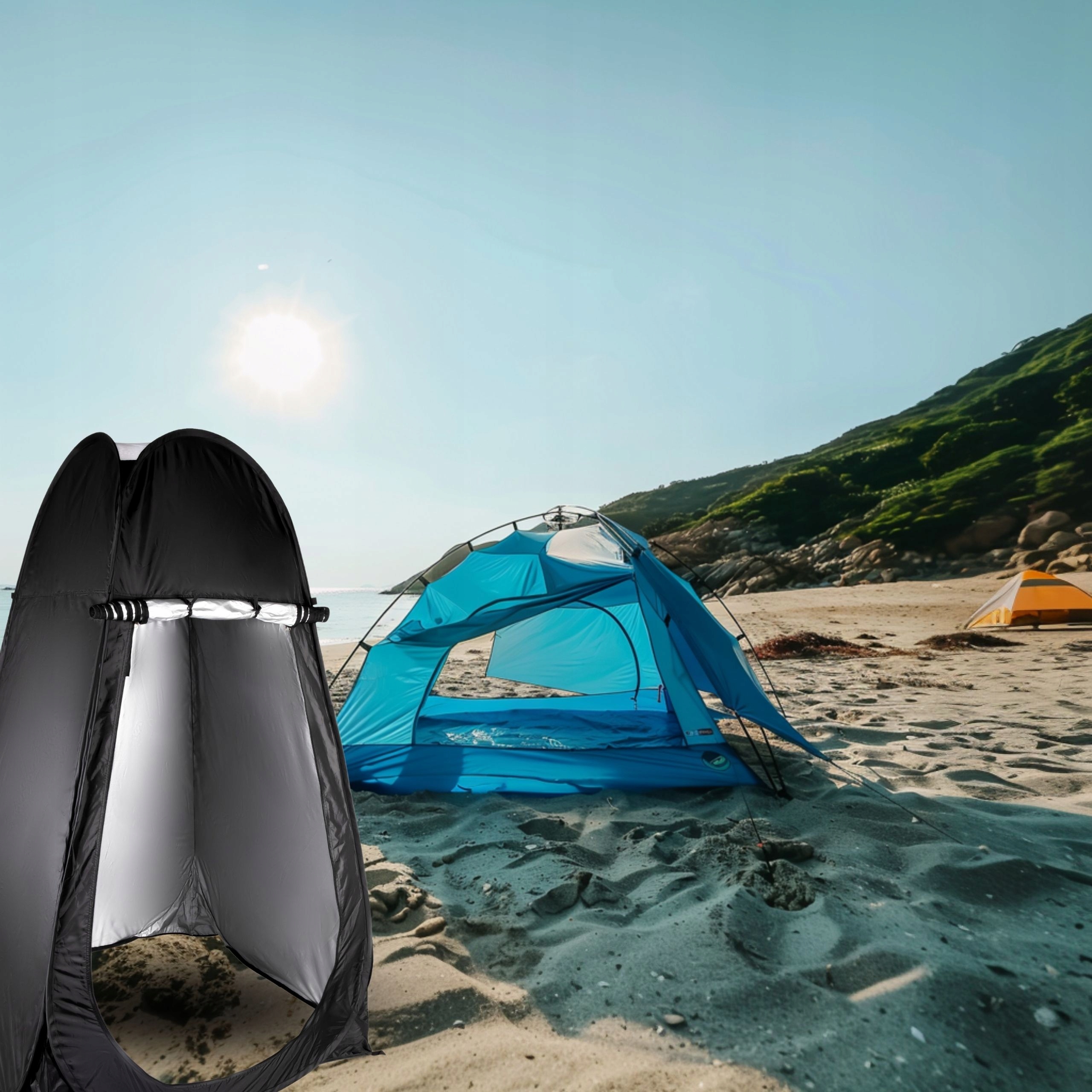 PRZEBIERALNIA PRZENOŚNA NAMIOT PLAŻOWY PRYSZNIC TOALETA WC KABINA 190x120cm Marka 4MWOOD.CO