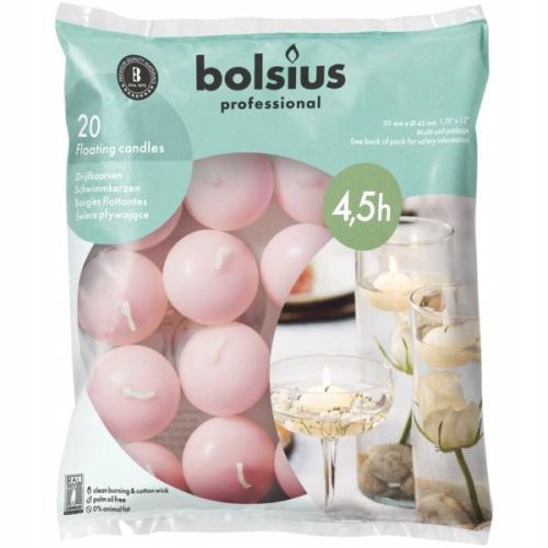 Świece Pływające Bolsius Ozdoba Do Domu Na Sale Ślub Wesele - Różowy