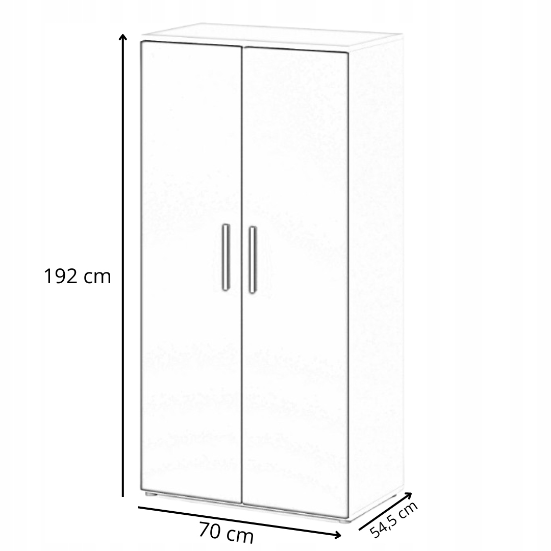 SZAFA REGAŁ GARDEROBA NA UBRANIA DO PRZEDPOKOJU BIAŁY MAT DĄB WOTAN 70 cm Kolekcja MEBLE POKOJOWE / MEBLE MŁODZIEŻOWE