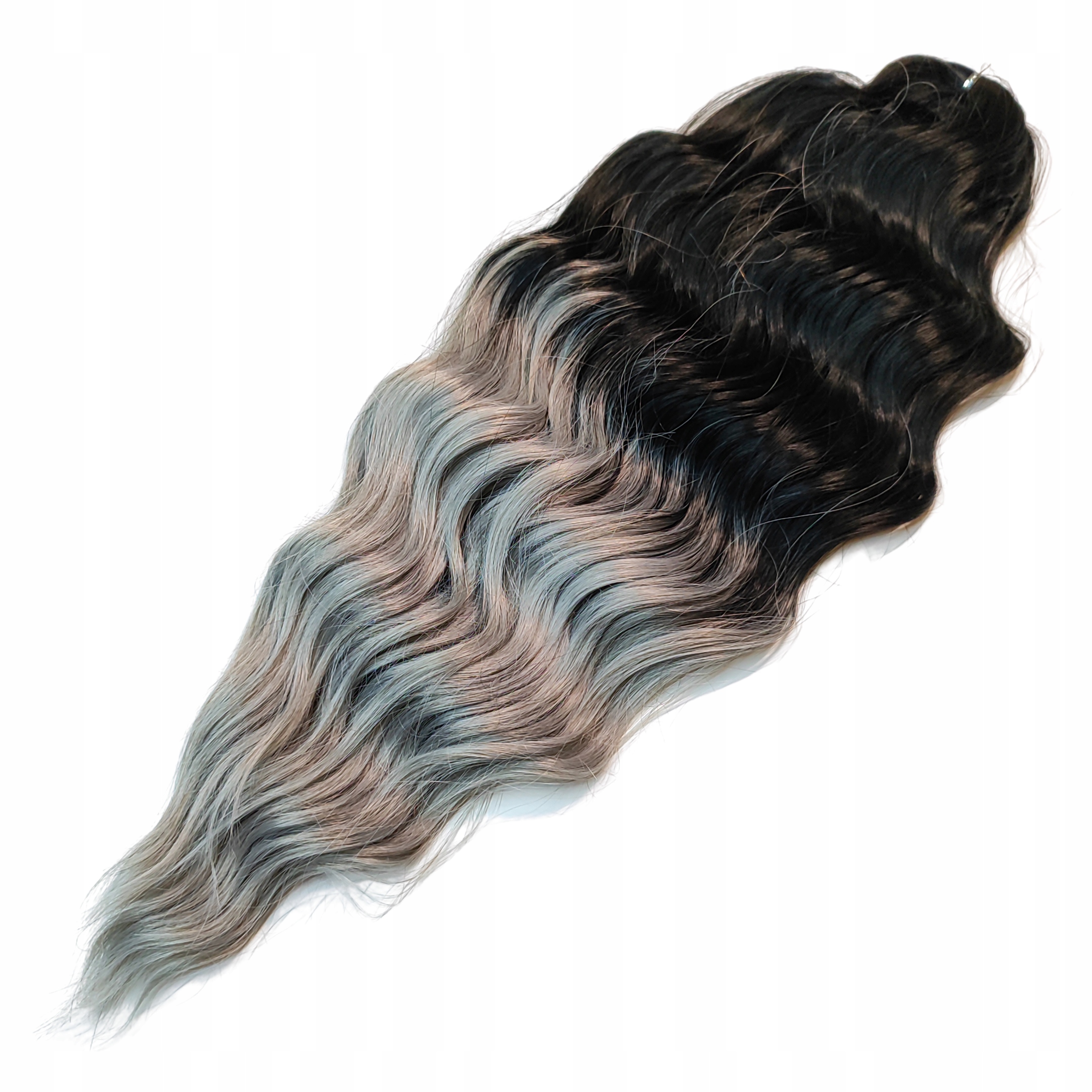 Włosy syntetyczne afroloki fala do czesania Anna 60cm 300g|KOLOR: Grey Ends