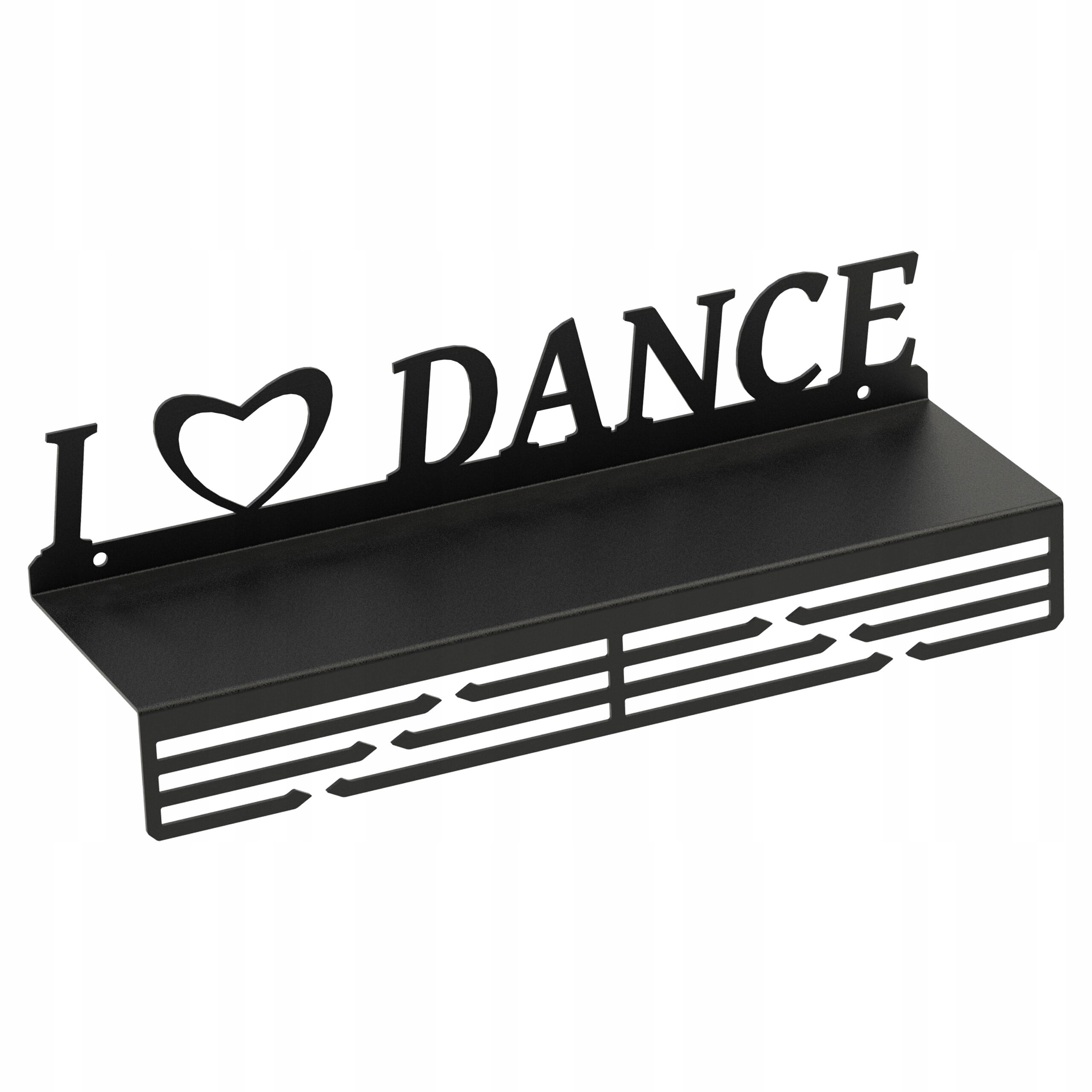 Wieszak na medale I Love Dance 2 z półką czarny metalowy blacha 2mm