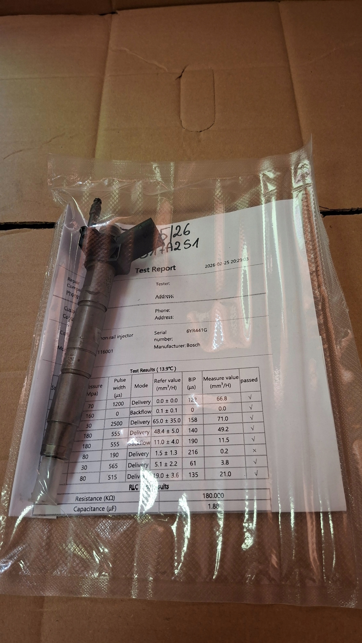 injector BMW N47 BOSCH 0445116001 WYDRUK
