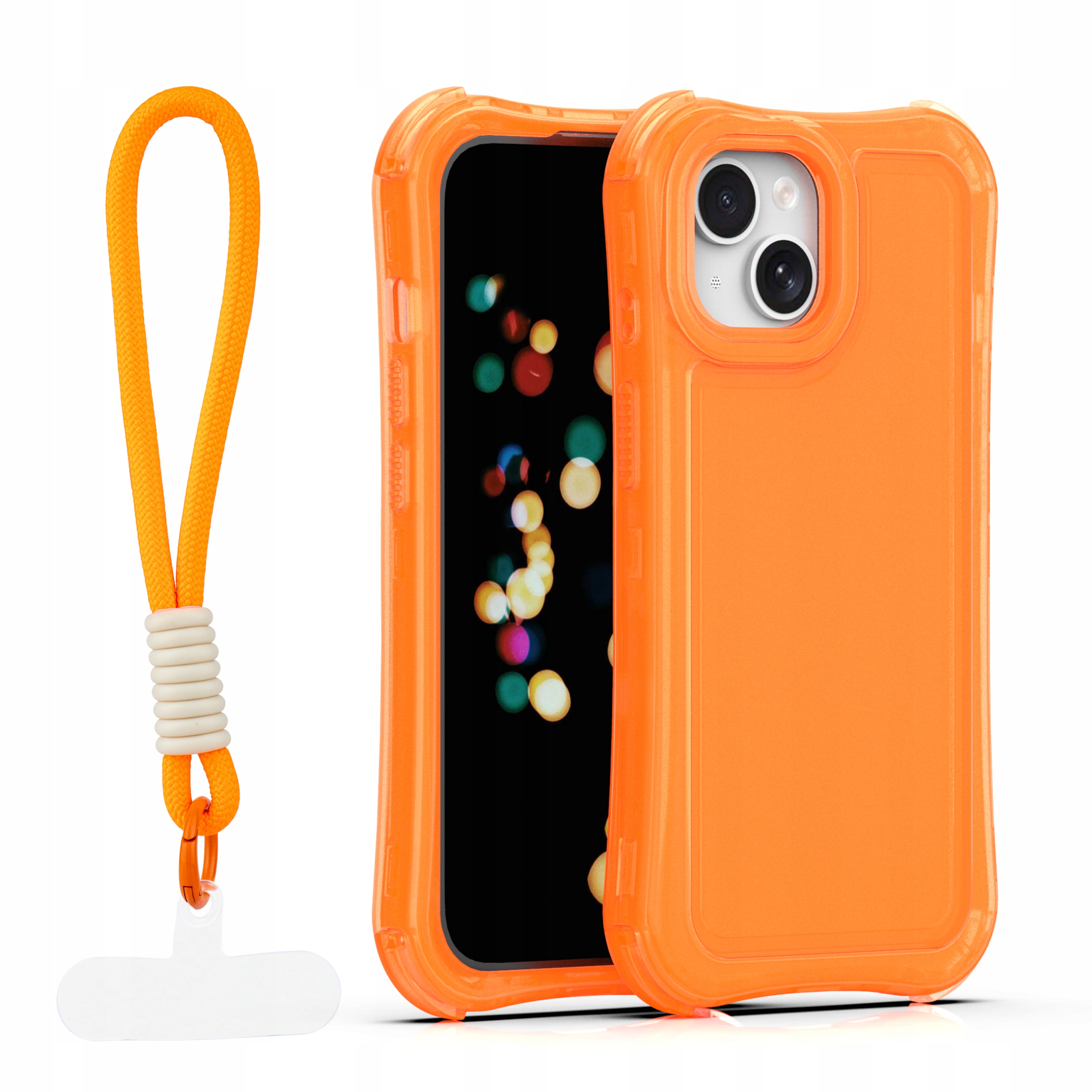 Nakładka SafePop ze smyczą do iPhone 15 6,1" pomarańczowa Tfo