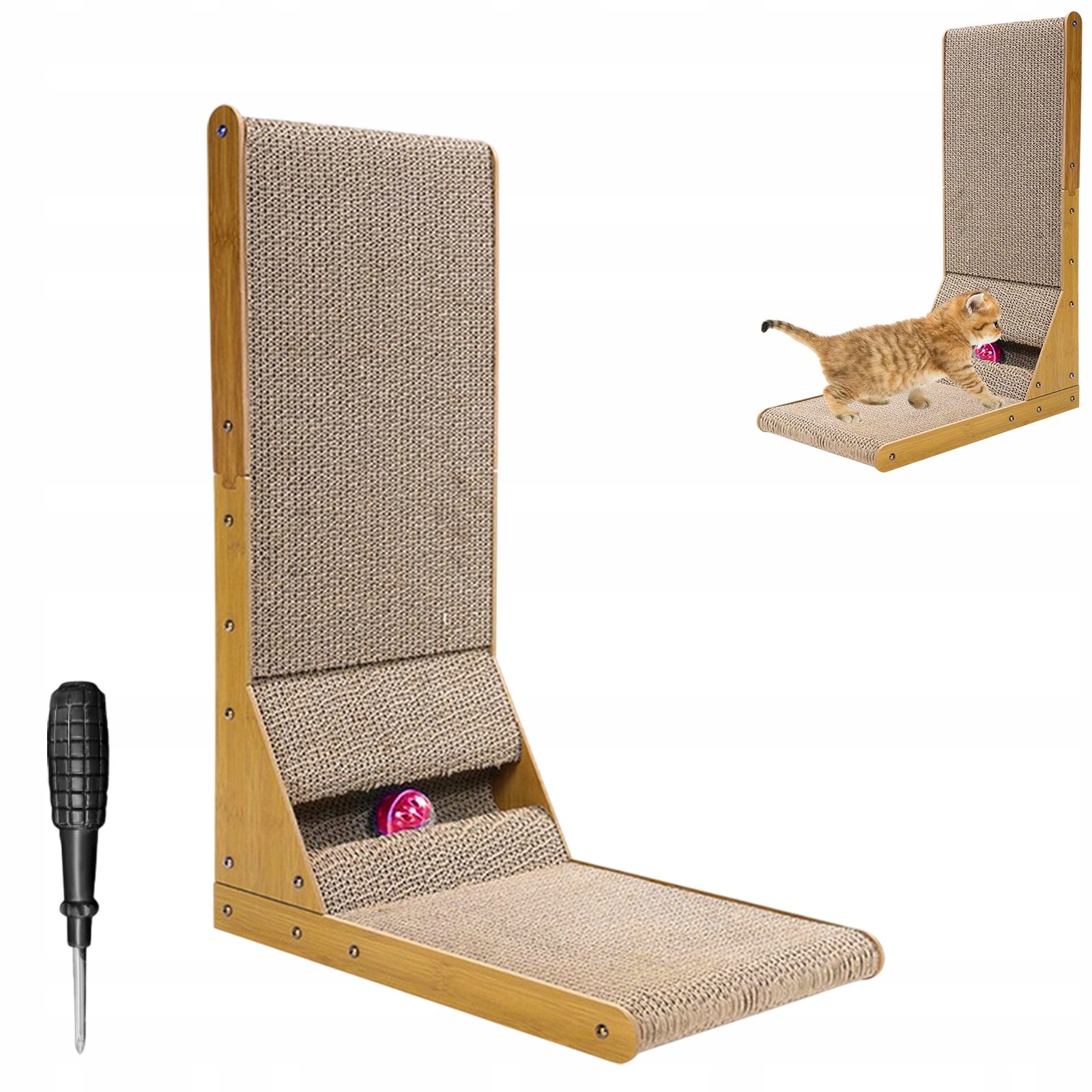 Levně Kočka Škrabadlo Nástěnné A Podlahové 60 CM S Podobnou Svislou Ochrannou Plochou