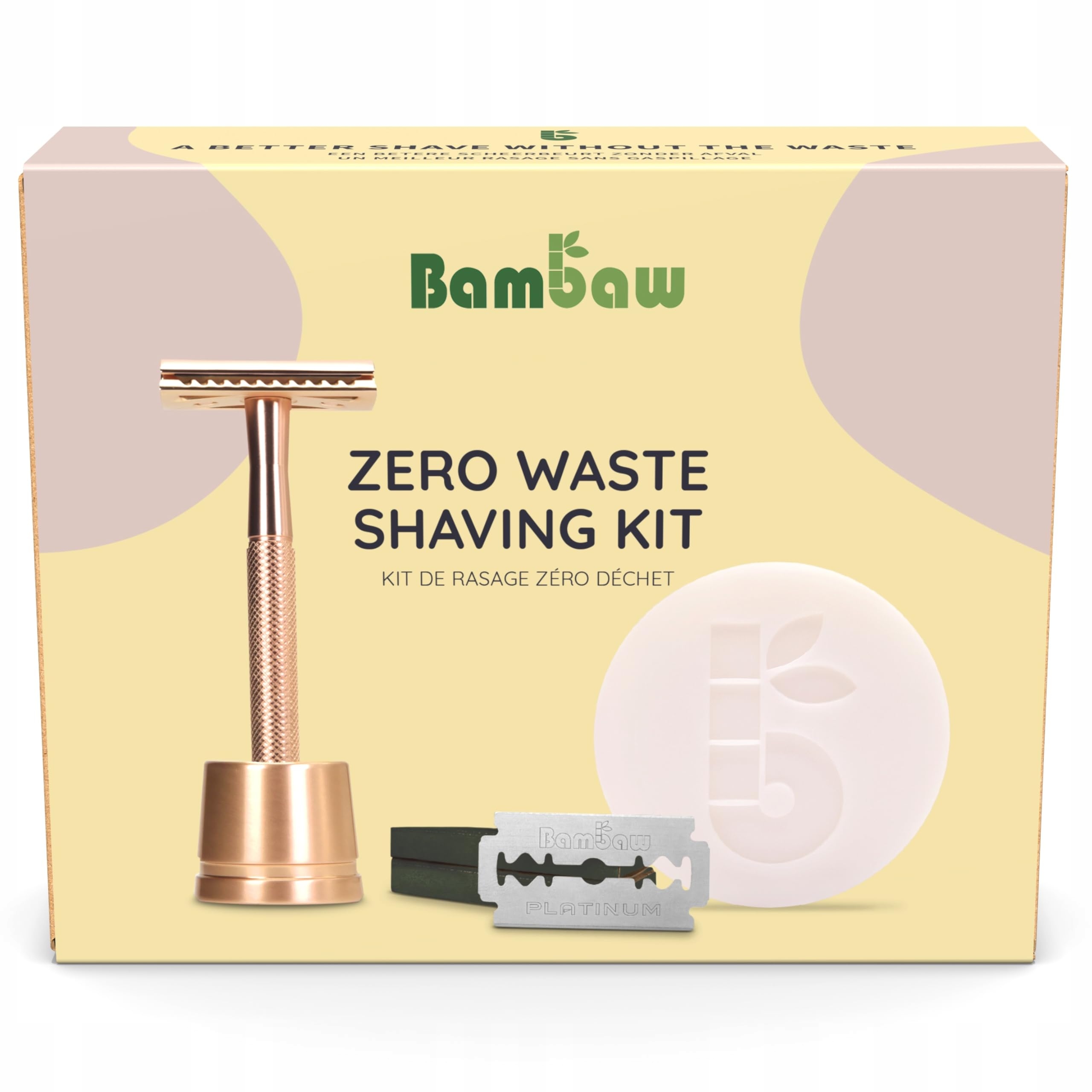 Maszynka do golenia Bambaw Zero Waste zestaw stojak 10 ostrzy mydło