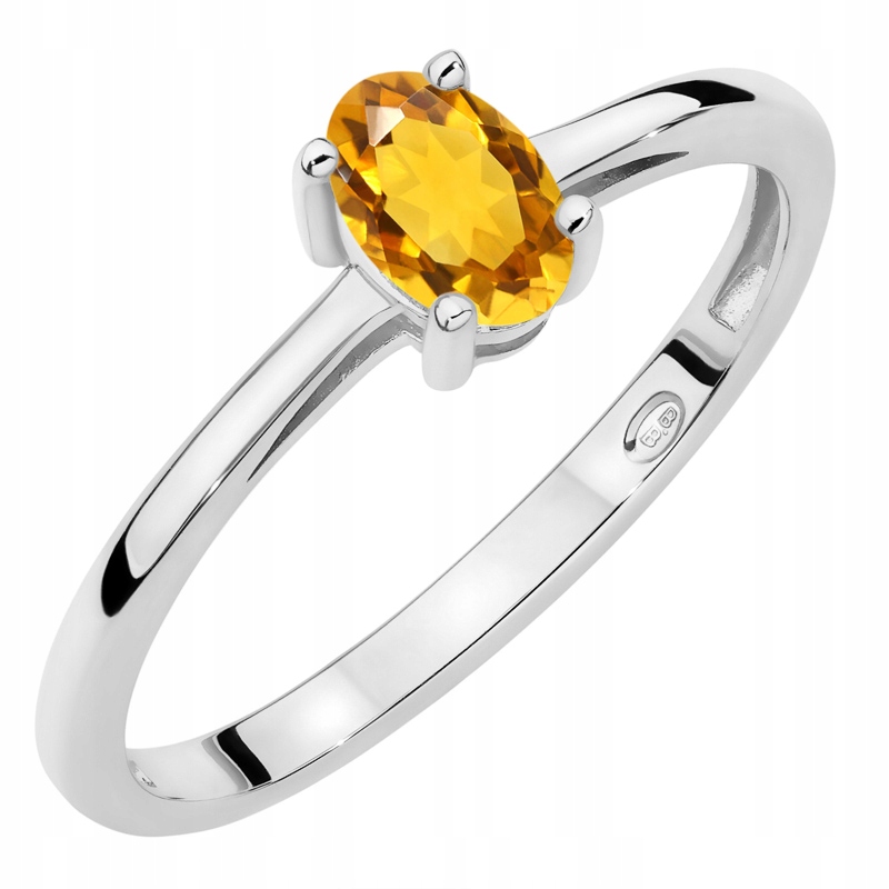 Zlatý Prstýnek Zásnubní pr. 585 s oválným citronem 0.60 ct 14k