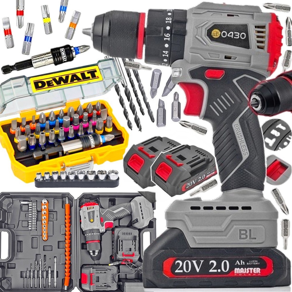 Wiertarko Wkrętarka Udarowa Bezszczotkowa 2xaku 20v Zest Bity DT7969 Torx