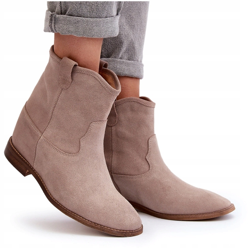 Dámské Kotníkové Boty Semišové Nazouvací 2326 Zazoo Béžové 36