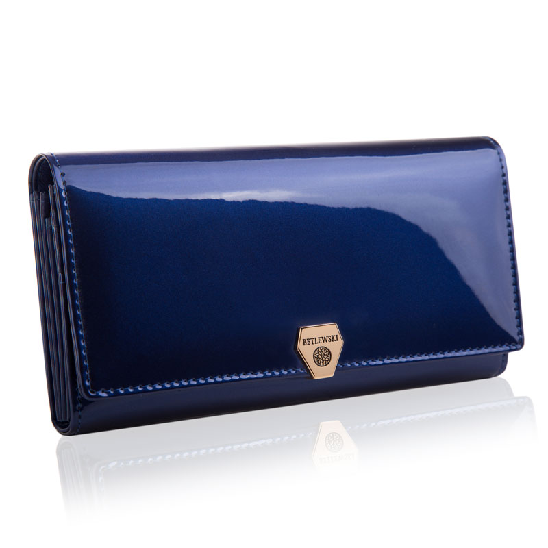 Dámská Kožená Peněženka Betlewski tmavě modrá lakovaná Rfid jako dárek