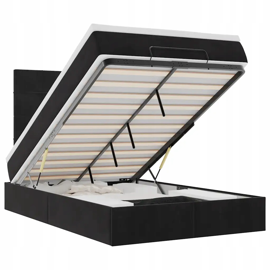 Otoman s matracemi 203 x 120 x 118/128 cm, černý, s Led osvětlením