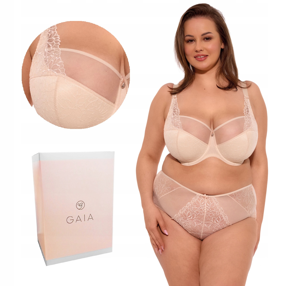 Podprsenka s krajkou Semi-Soft Maja Maxi 1300 polovyztužená béžová 90J