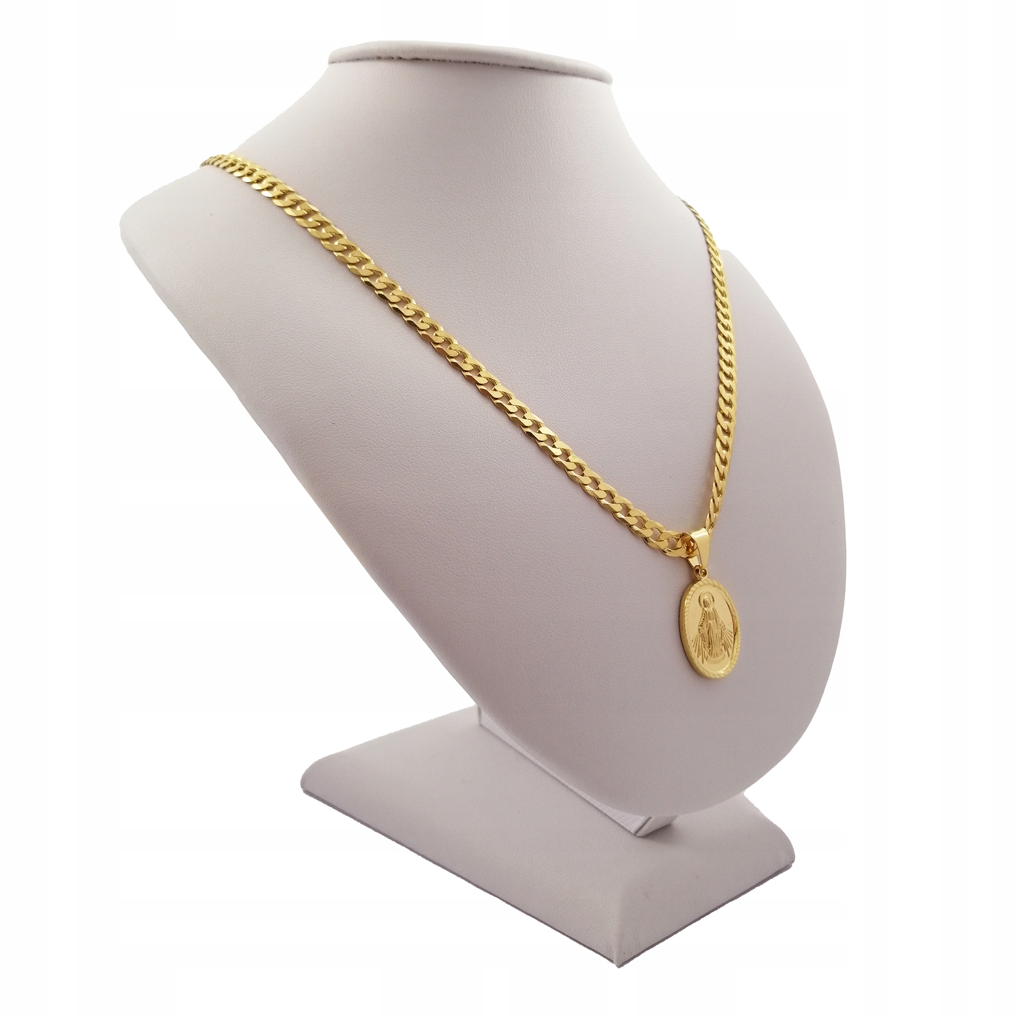 ZŁOTY ŁAŃCUSZEK PANCERKA + MEDALIK MATKA BOSKA 925 Długość całkowita 65 cm