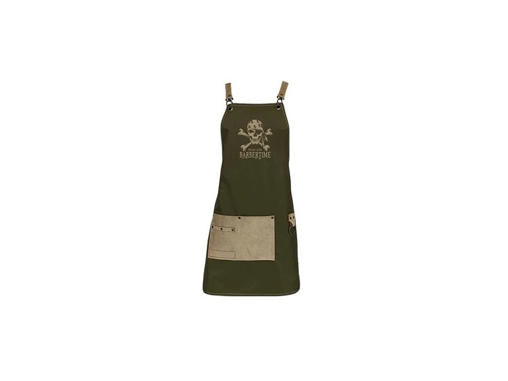 Barbertime Green Apron barber zástěta s kapsami zelenobéžová
