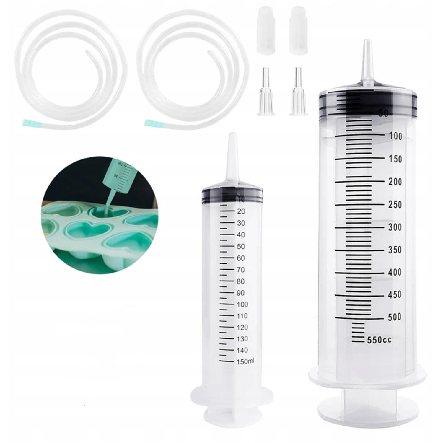 Plastová Stříkačka 150 ML 550 ML Sada Pro Dávkování Krmení
