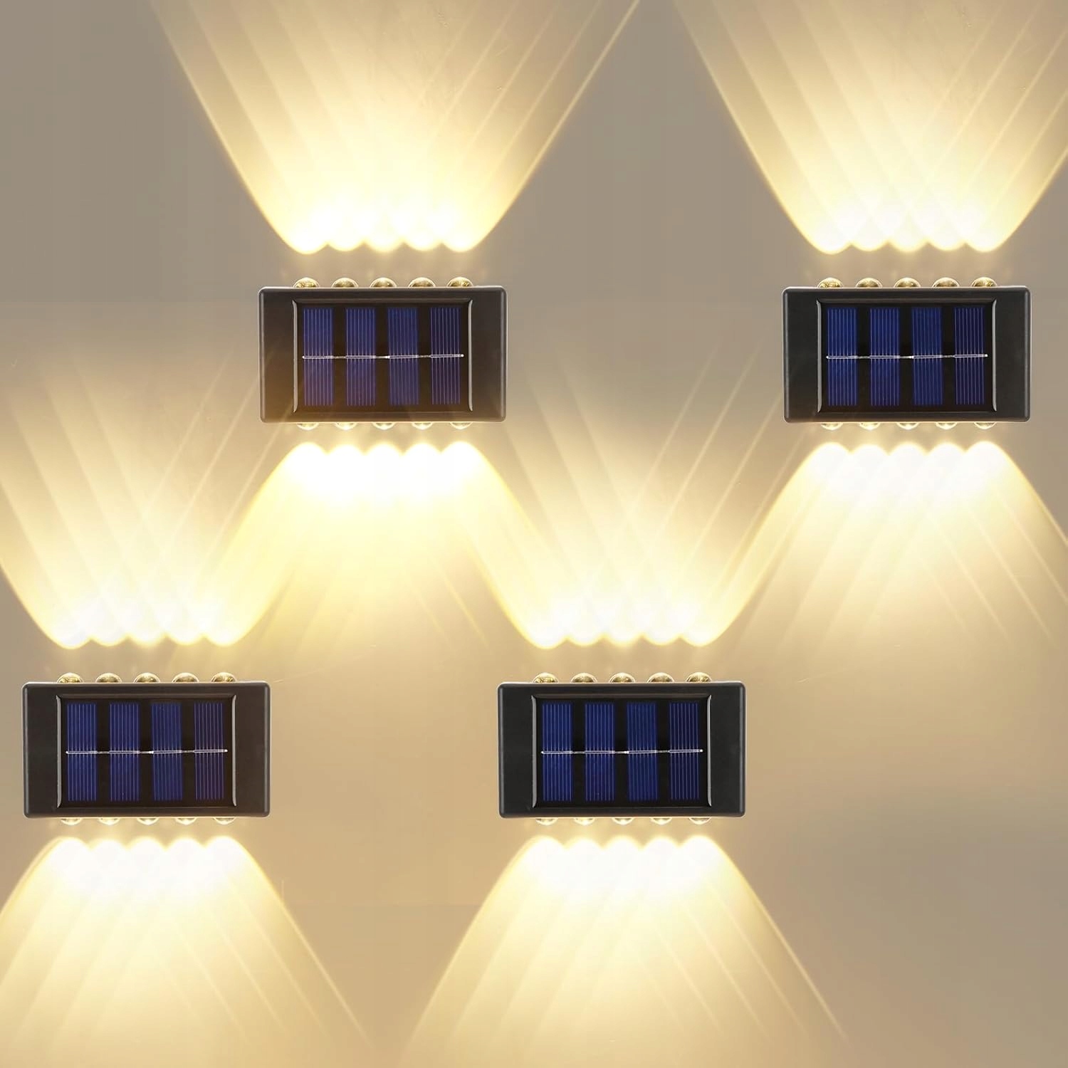 Lampy solarne do użytku na zewnątrz 4 sztuki 10 diod Led na zewnątrz, IP65