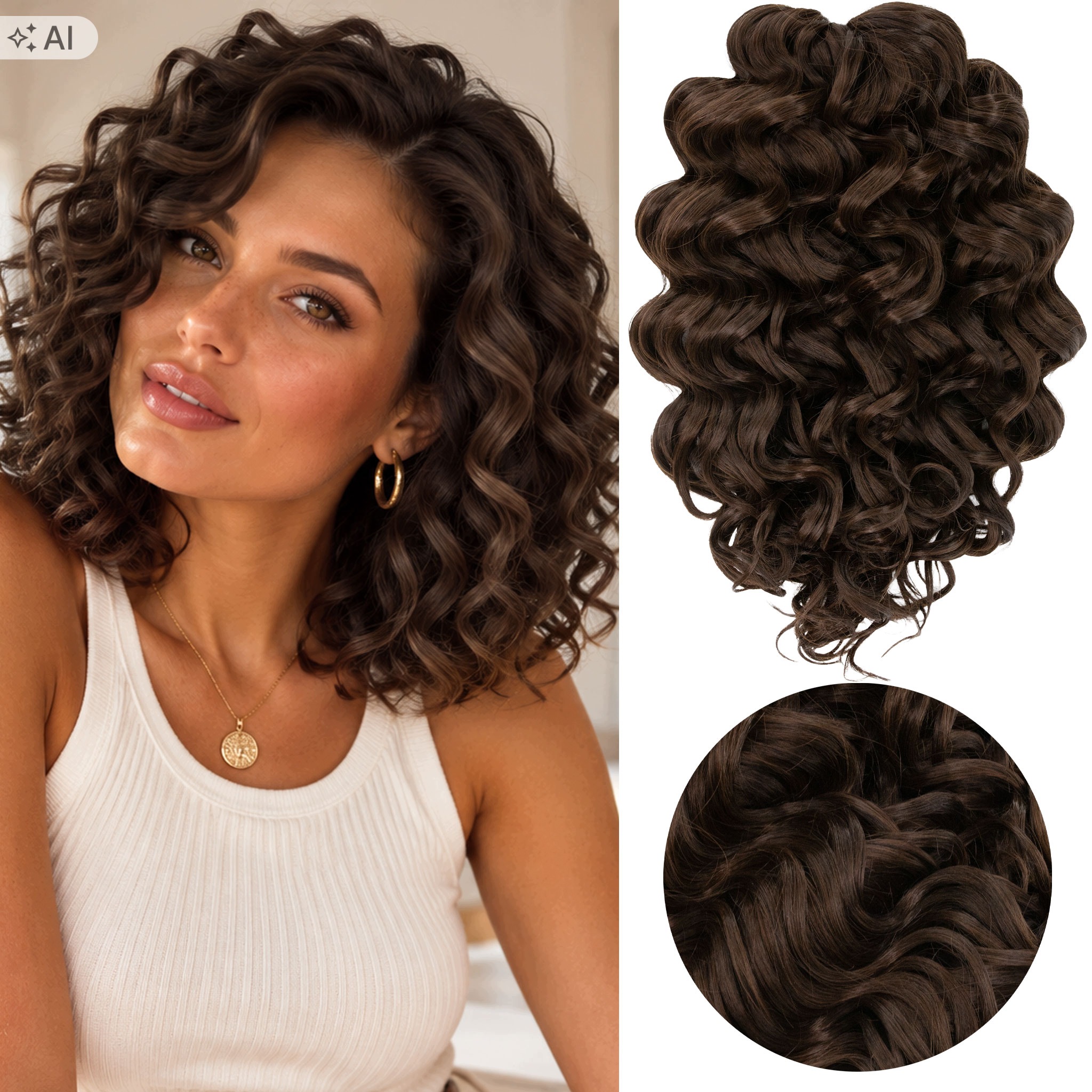 Włosy syntetyczne loczki sprężynki Afroloki Bogna Max ciemny brąz 30cm