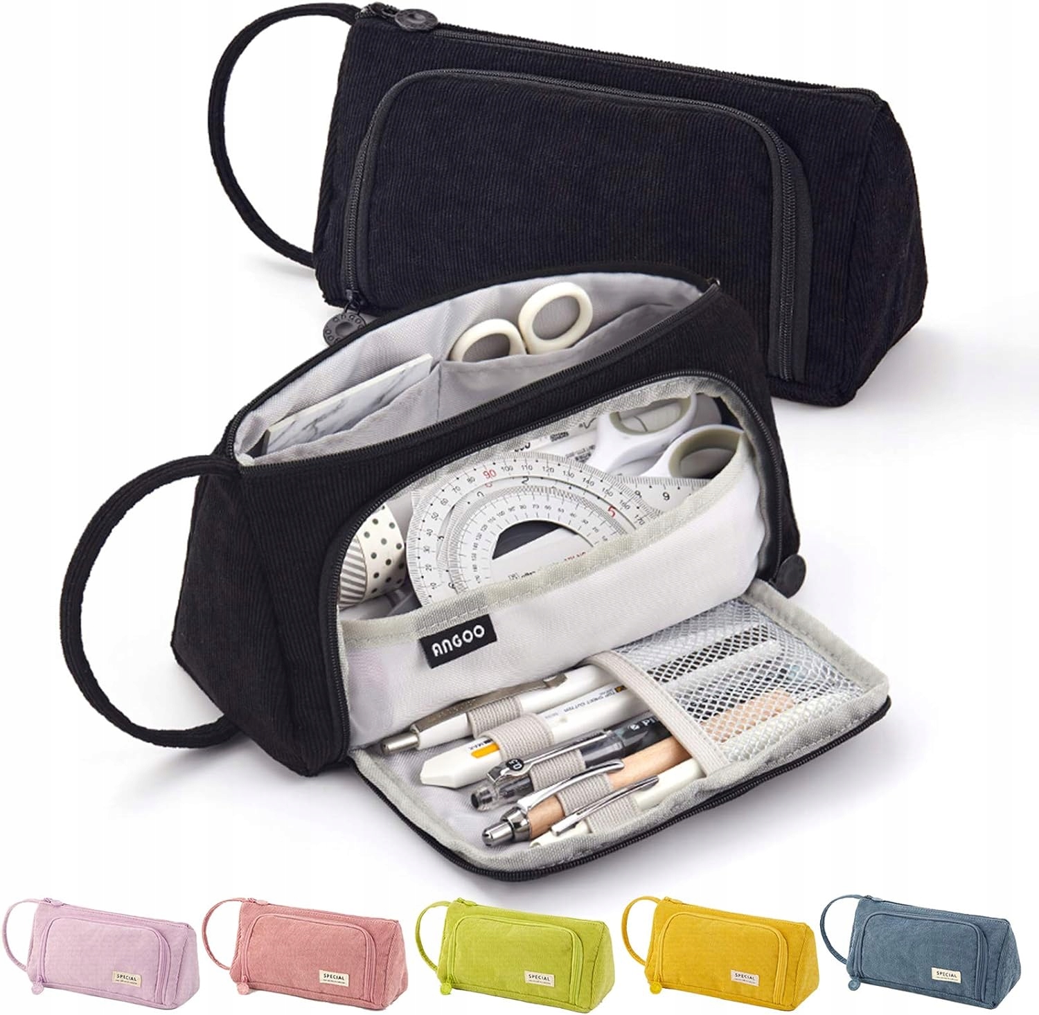 Penál Pro Teenagery Se 3 Přihrádkami, Černý