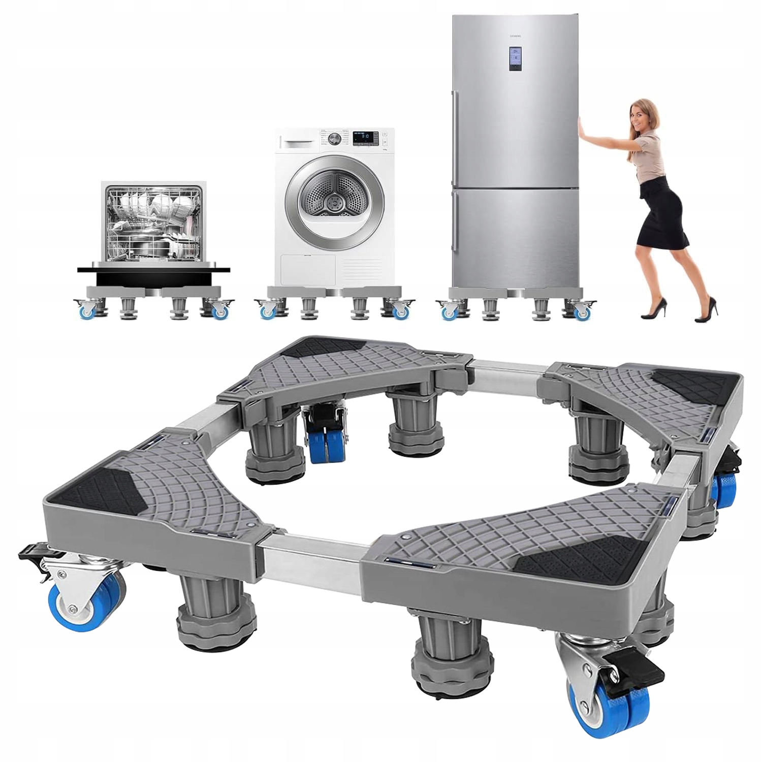 Stojak Podkładka Pod Pralkę Lodówkę Zmywarkę Regulowana Z Kółka Do 300KG