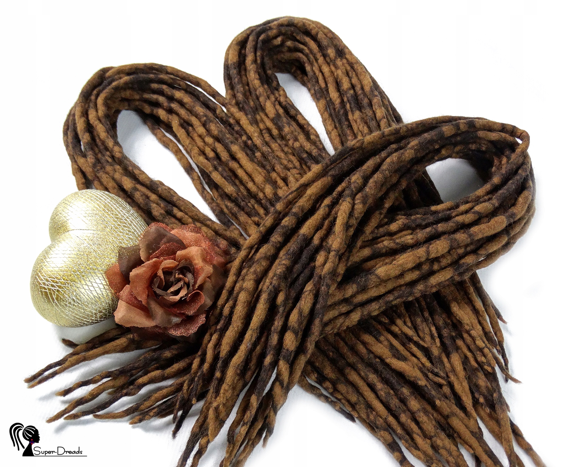 Dredloky Dredy Vlněné ručně vyráběné, hnědé, Magické Dřevo, 40 kusů