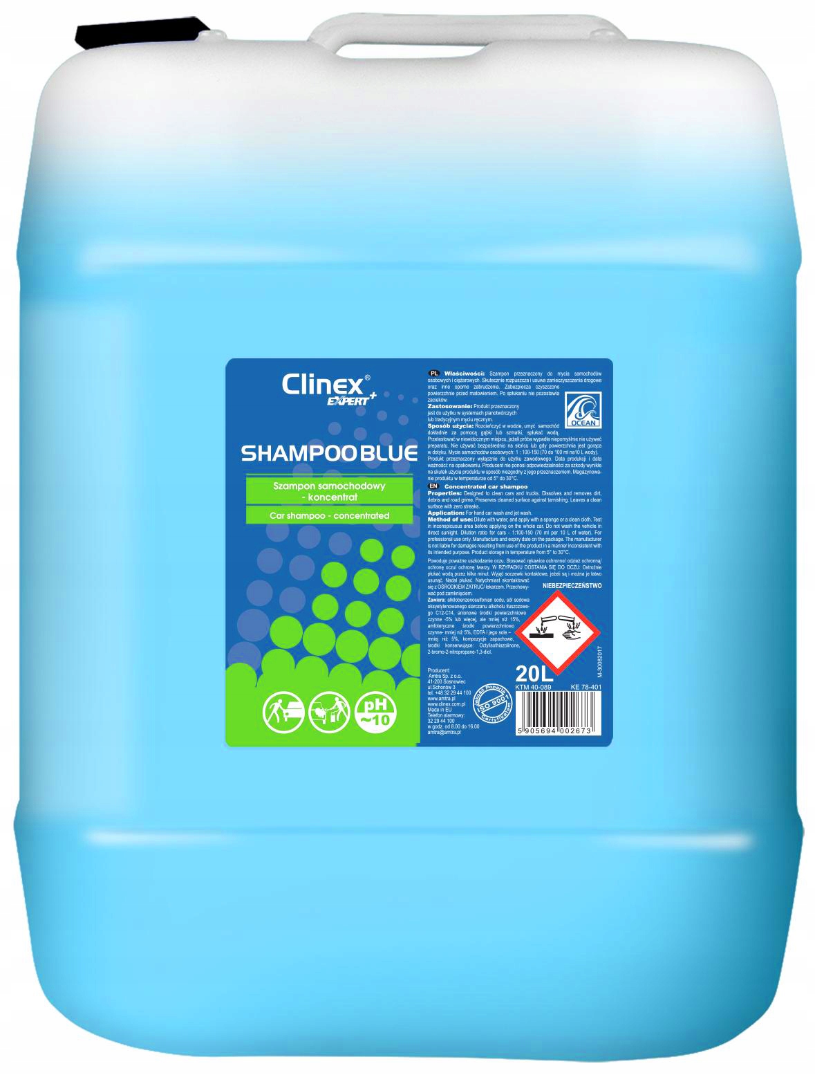 CLINEX SHAMPOO BLUE-ШАМПУНЬ КОНЦ. БЕЗ ВОСКУ 20Л