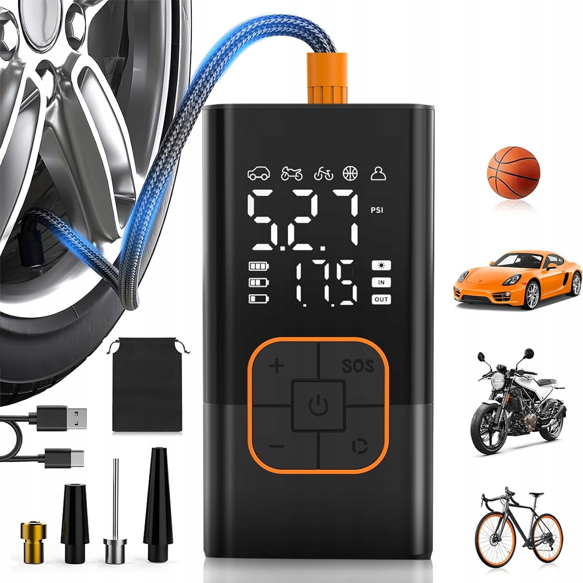Przenośny Pompka Do Opon Elektryczna Pompka Powietrza Do Rowerów Piłek