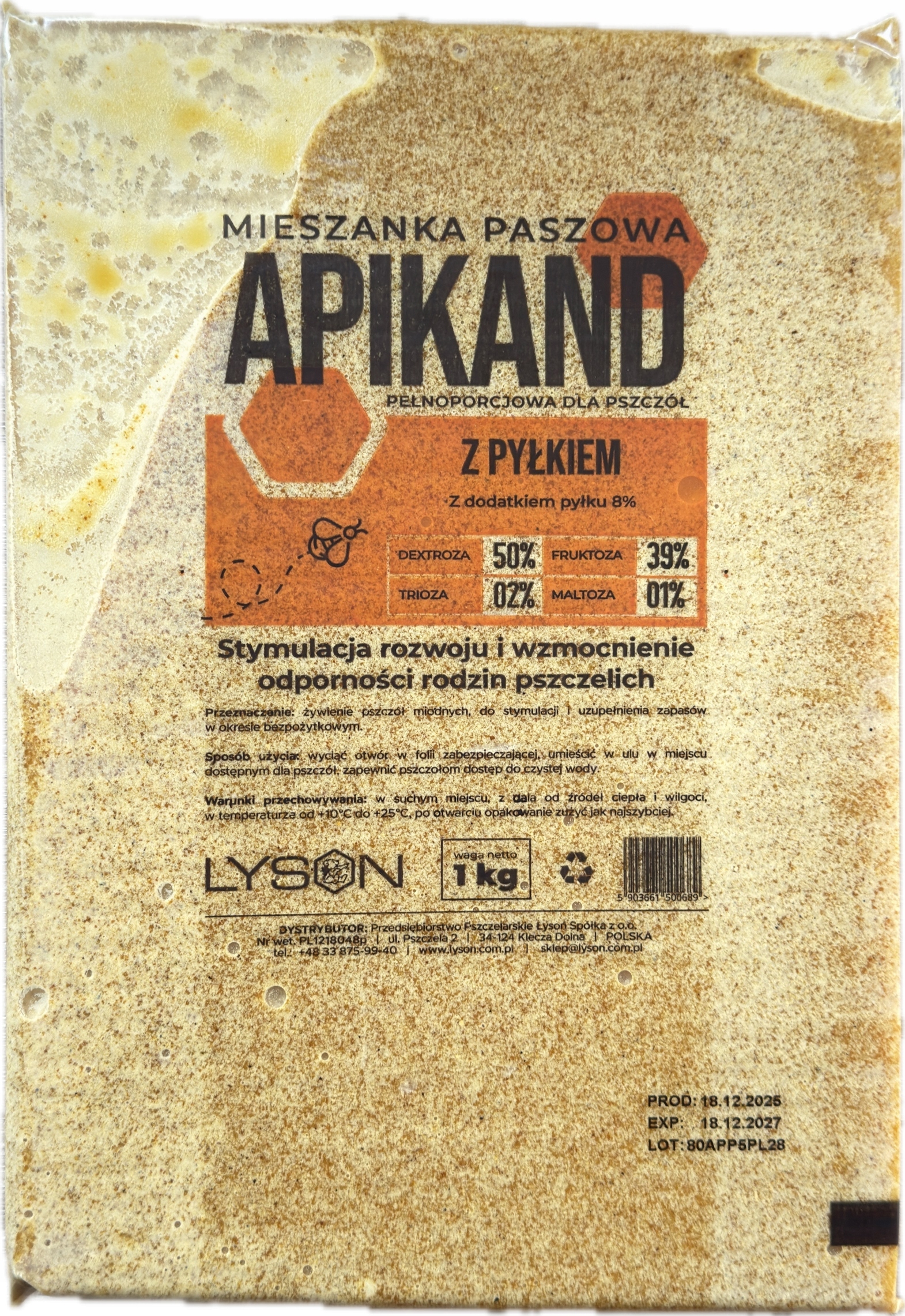 Apikand Cesto s Peľom 20x1 kg Krmivo pre včely Peľ