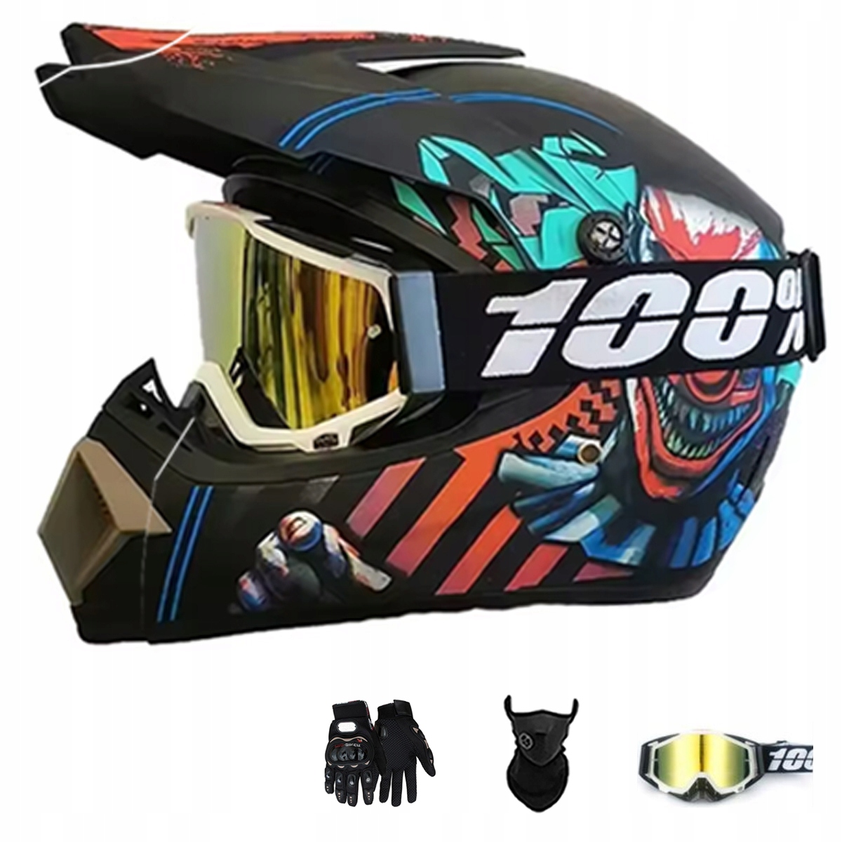 Motocyklová Přilba Lehká Enduro Quada Brýle Rukavice Maska S