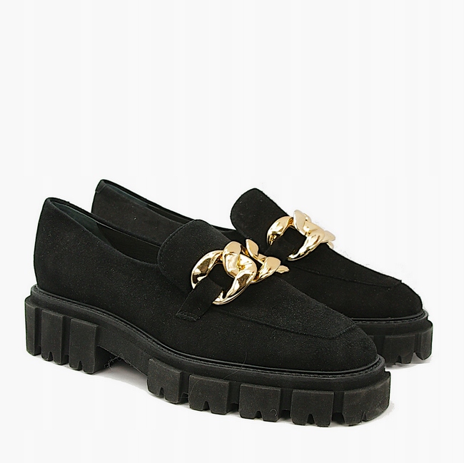 Buty Damskie 38 Bravo Moda Lekkie Półbuty Skóra Naturalna Czarne Mokasyny