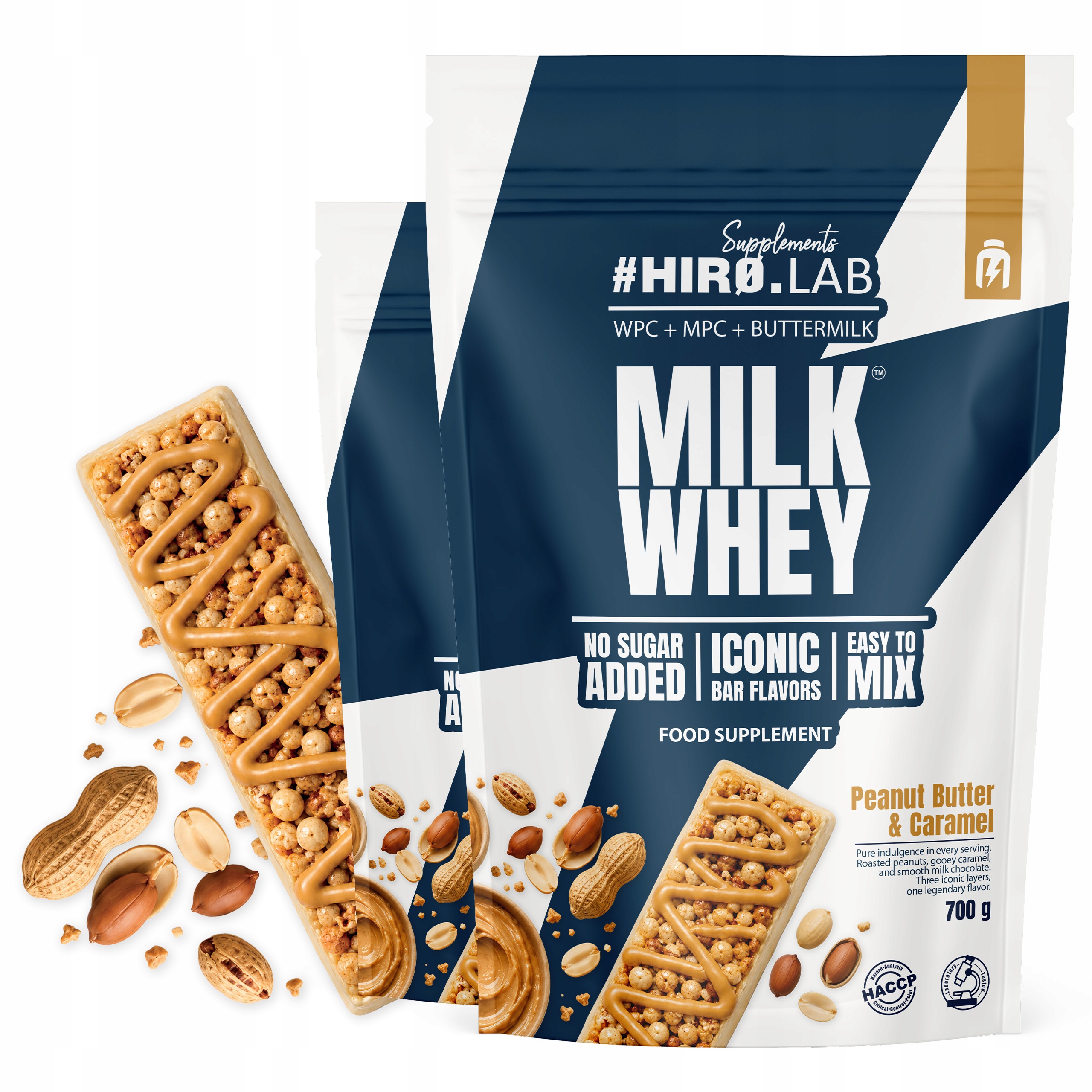 2x Protein Wpc 80 Mpc Proteinová bílkovina Milk Whey 700 g Karamel HiroLab
