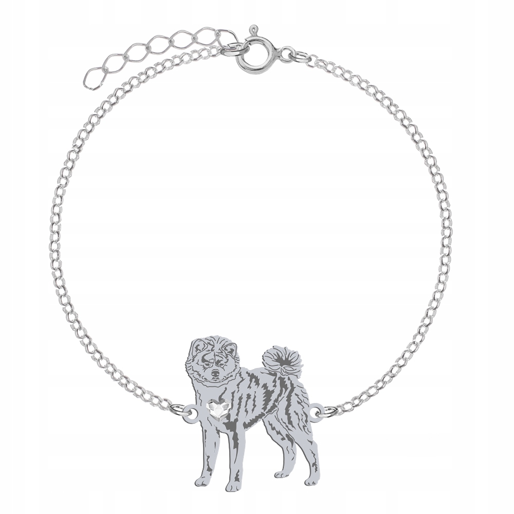 Stříbrný náramek se psem Akita Japonská Stříbro 925 dárek Gravírování Bonus