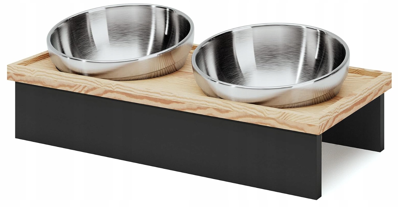 Levně Sada dvojitých misek pro kočky , vyvýšený stojan, nerezová ocel