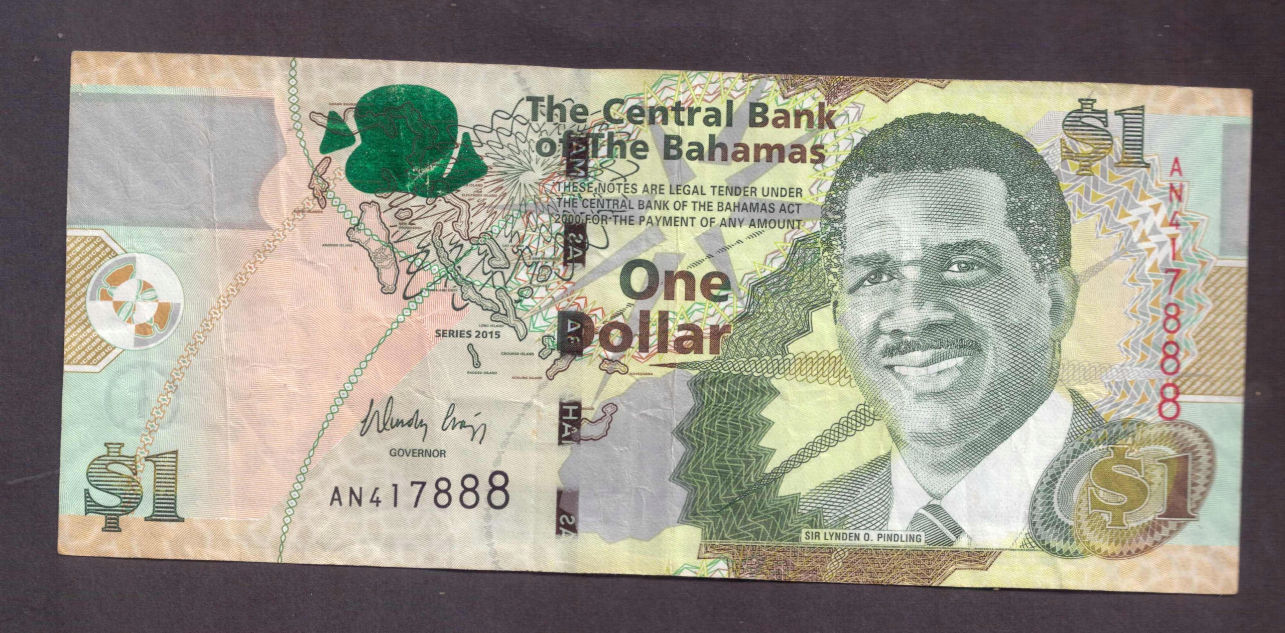 Bahamy - banknot - 1 Dollar 2015 rok