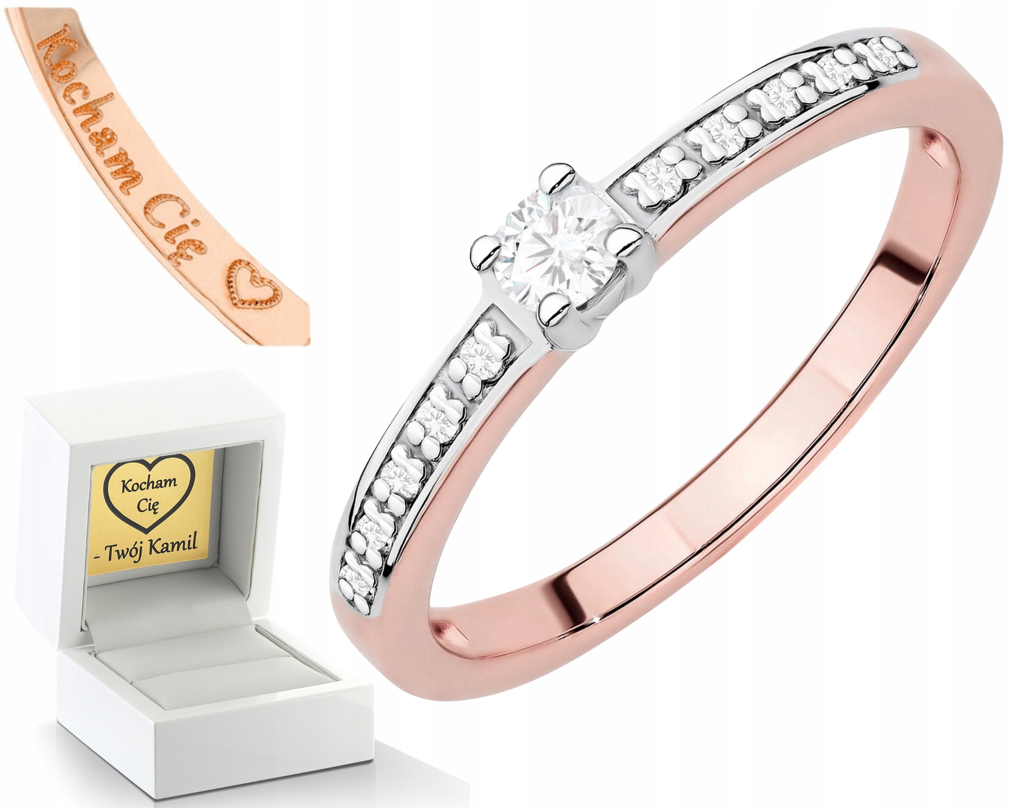 Růžové Zlato Prstýnek S Laboratorními Diamanty Zlato 585 Dárek