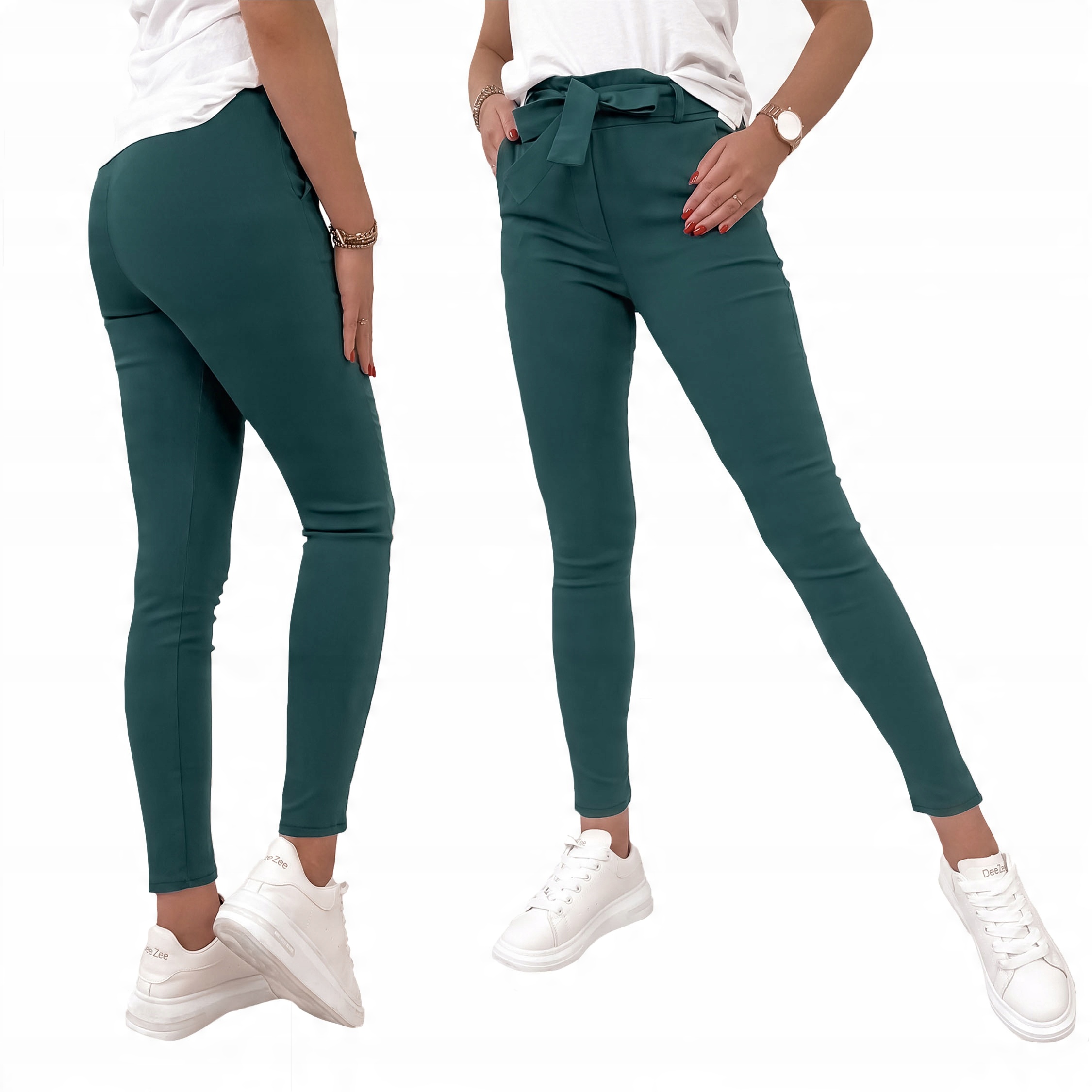 

Stylowe i Spodnie Damskie turkusowe L/40