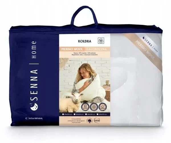 Inter Widex Prikrývka 155x200 Merino Wool Vlnená biela
