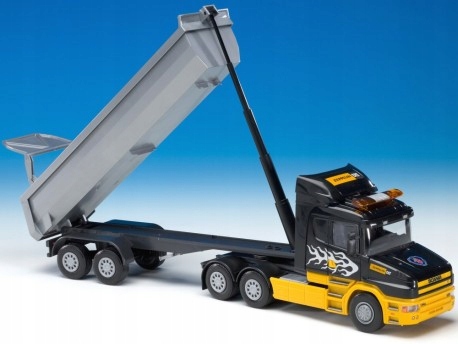 Emek Scania R Hl sklápěcím návěsem, černo-žlutá