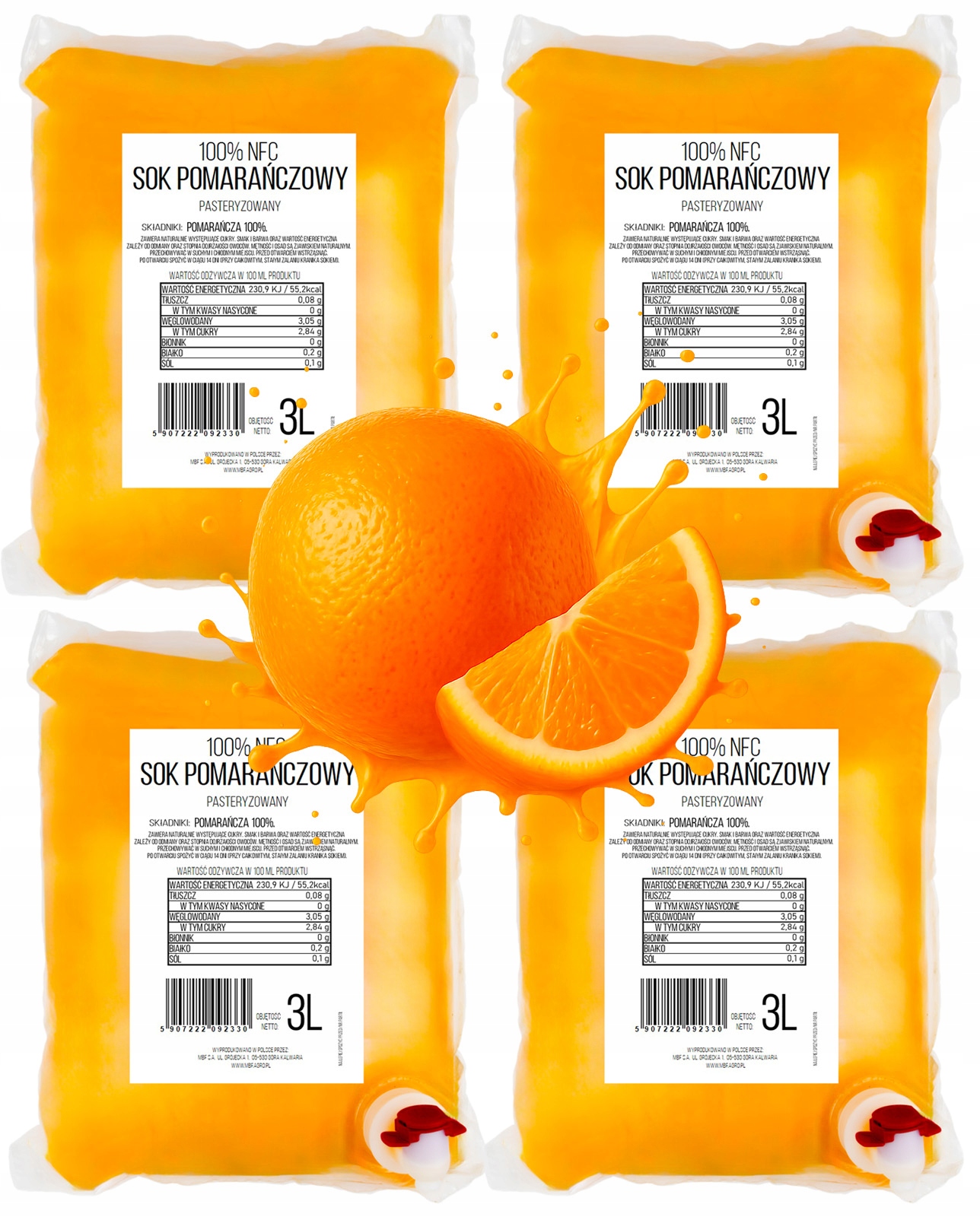 Levně Pomerančový Lisovaný Set 100% Nfc Pure Press Pomeranč 100% 4 x 3L