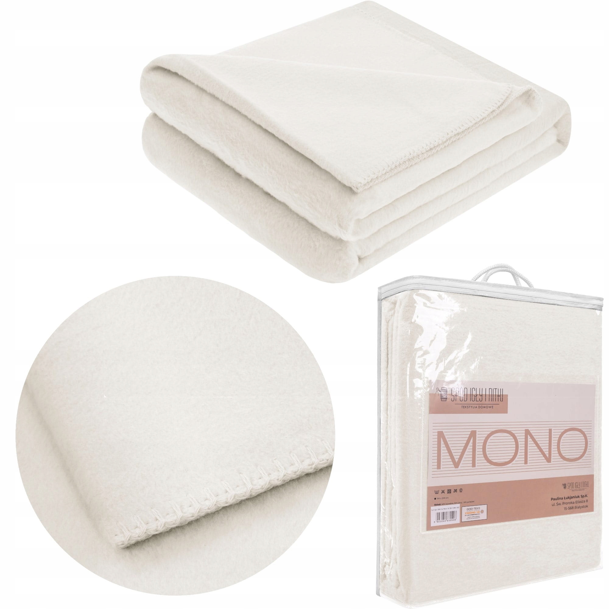 Bavlněná a akrylová deka Mono 150x200 krémová
