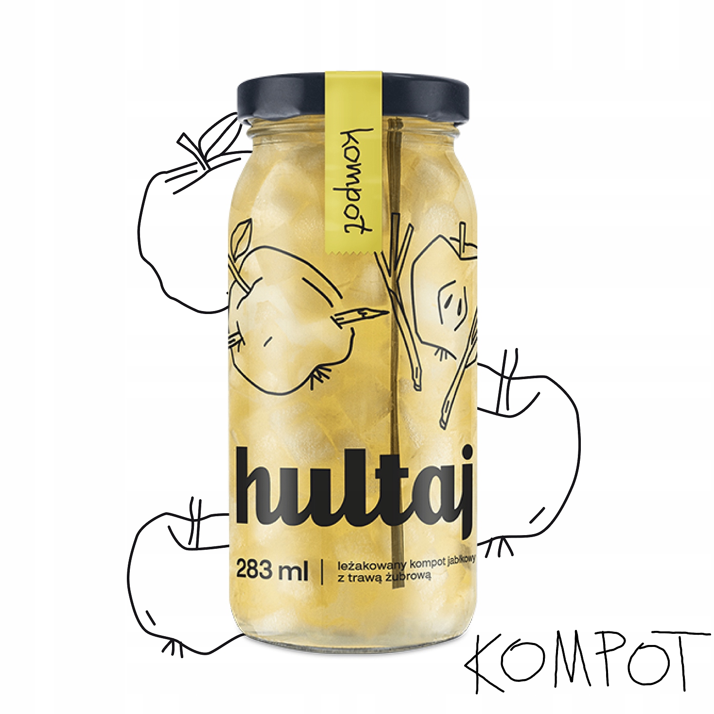 Napój Kompot HULTAJ JABŁKO Z TRAWĄ ŻUBROWĄ 283ml