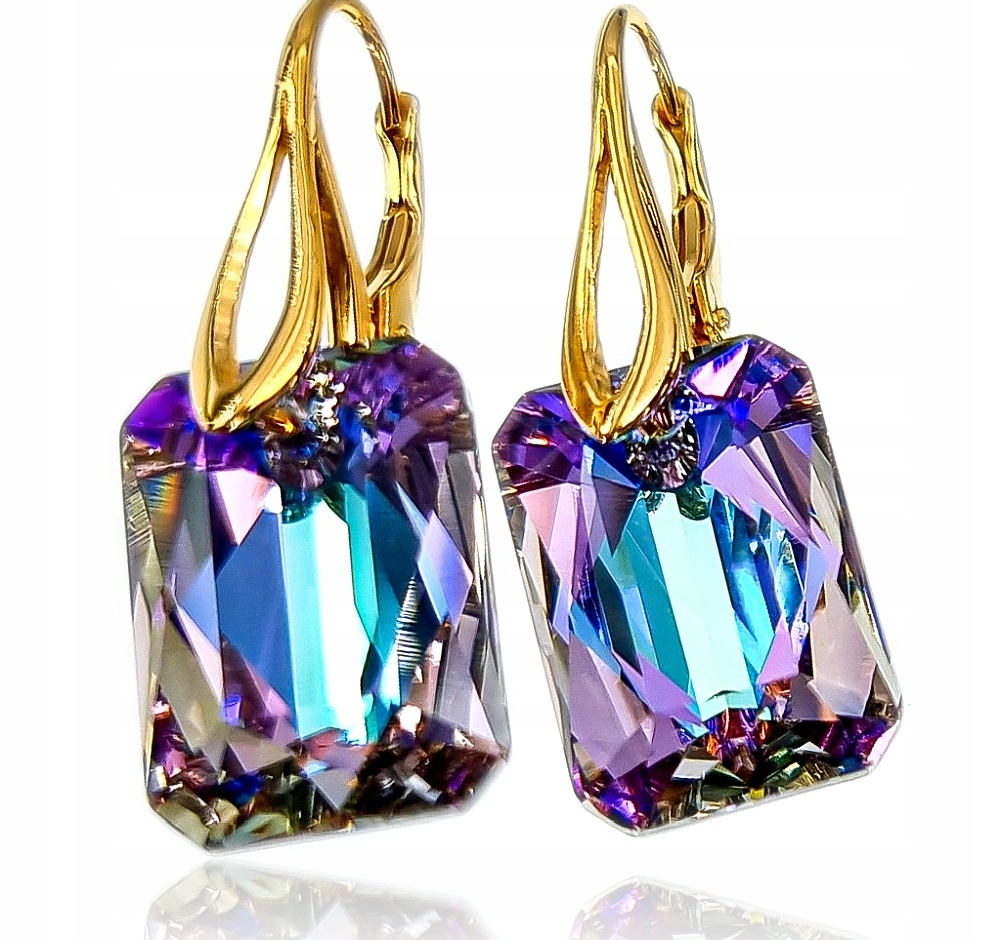 Nové Náušnice Krystaly Crystal Classic Vitrail Light Gold Zlaté Stříbro