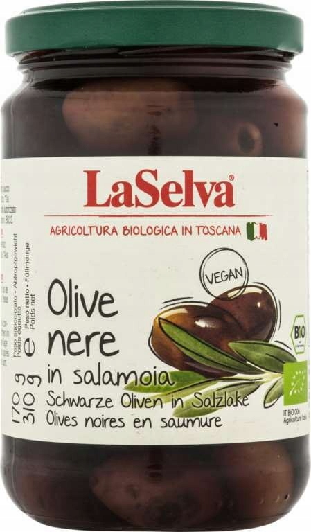 Levně La Selva Černé olivy v nálevu Bio 310 g