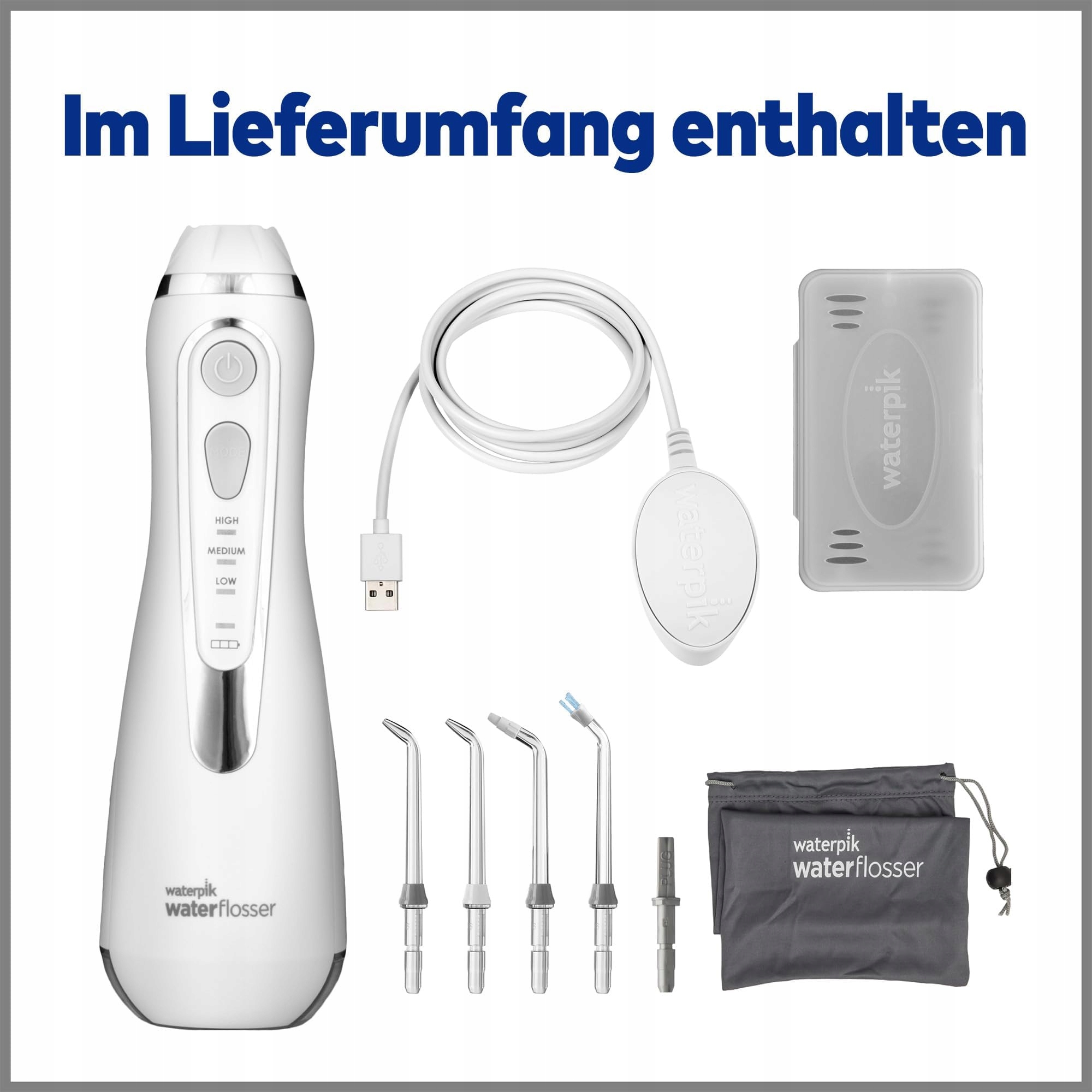 WATERPIK Bezprzewodowy Irygator Do Zębów 4 Końcówki 3 Ustawienia Biały — miniatura 8