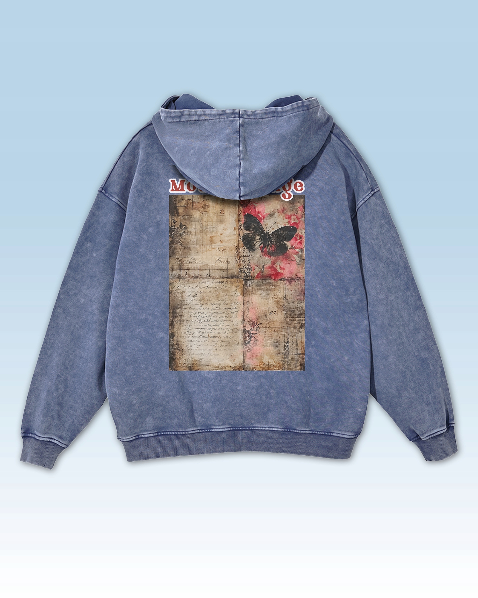 Mikina Moulin Rouge Butterfly Motýl Zápisky Výstřižky Divadlo Modrá M