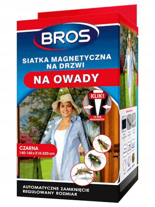 

Bros Moskitiera 160x220 cm czarna z magnesem