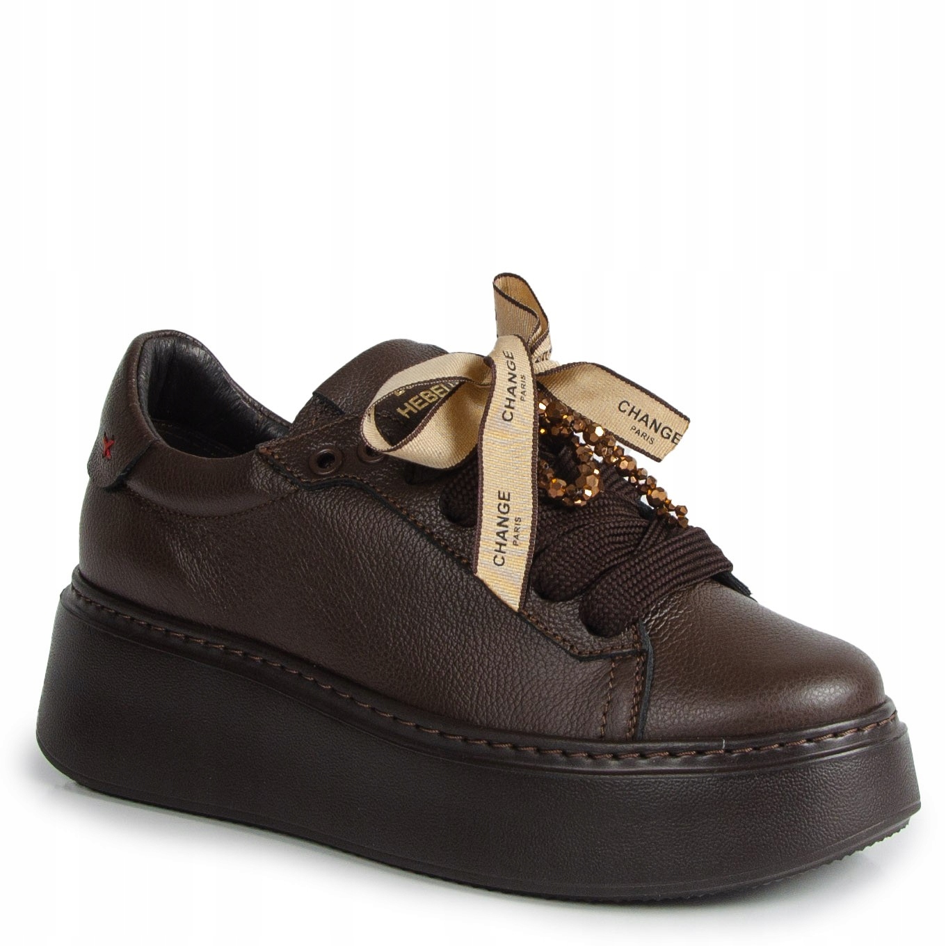 Chebello 4726 Hnědé Kožené Tenisky S Ozdobou 36