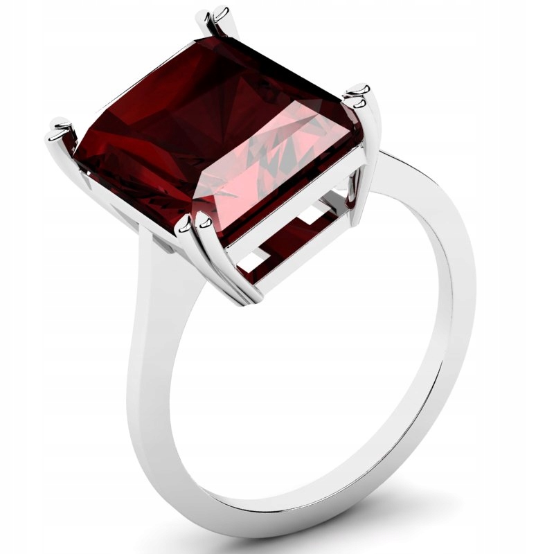 

Pierścionek Z Białego Złota Z Bordową Cyrkonią